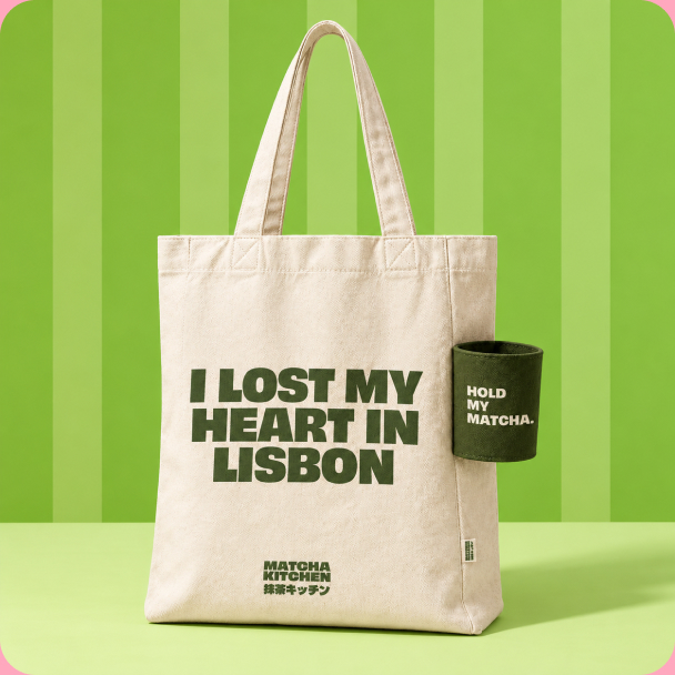Canvas tote bag printed “I lost my heart in Lisbon”